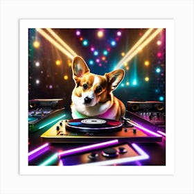 Corgi Dj 3 Art Print