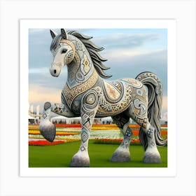 Horse In The Garden Art Print