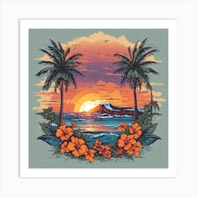 Sunset At The Beach Art Print