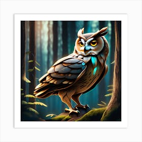 Owl In The Forest 25 Art Print