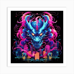Neon Dragon Art Print