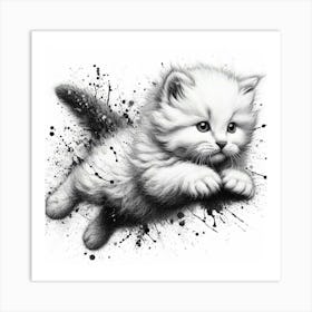 Kitten Flying In The Air Art Print