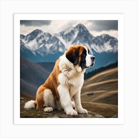 St Bernard Dog 9 Art Print