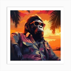 Gorilla Sunset Art Print