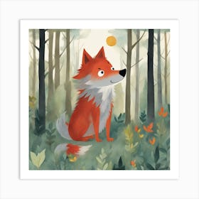 Fox In The Woods 1 Art Print