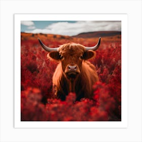 Bovine in red Art Print