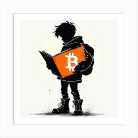 Bitcoin Boy Reading A Book Art Print