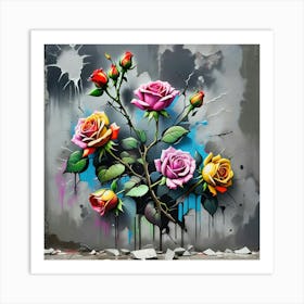 Graffiti Roses 1 Art Print