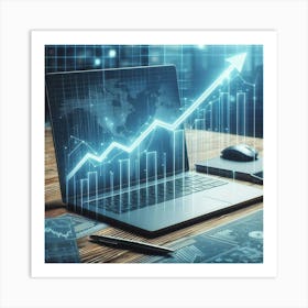 Laptop With Graph 2 Art Print