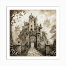 Castle In The Fog art Art Print