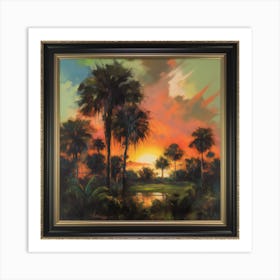 Sunset Palm Trees 1 Art Print