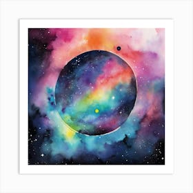 Hello Universe Space Neon Watercolor 12 Art Print 0 Art Print