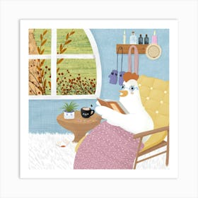 Reading A Book, Afternoon Teatime Art Print