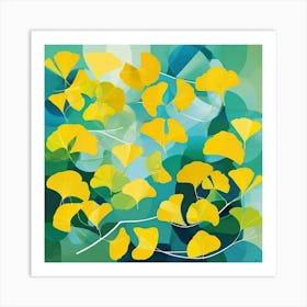 yellow Ginkgo Leaves art Art Print