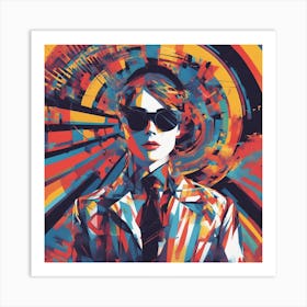 New Poster For Ray Ban Speed, In The Style Of Psychedelic Figuration, Eiko Ojala, Ian Davenport, Sci (12) 1 Art Print