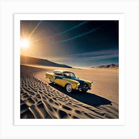Classic Car In The Desert Art Print