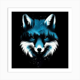 Fox and night sky 3 Art Print