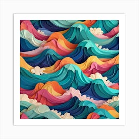 Paper Ocean Waves Art Print