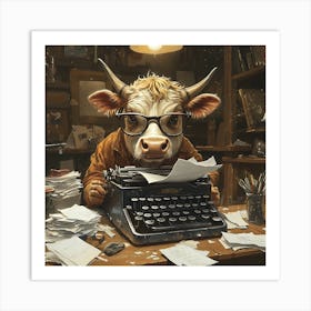 Funny Cow Writer Vintage 4 Art Print