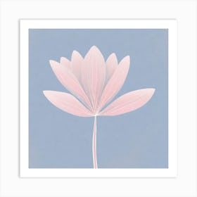 A White And Pink Flower In Minimalist Style Square Composition 257 Art Print