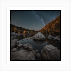 Night Sky Over A River Art Print