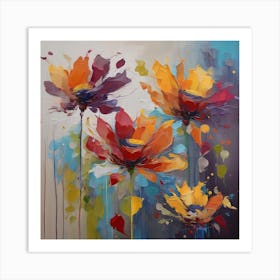 Abstract Flower Paintings Art Print