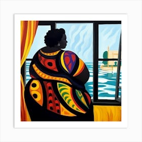 African Woman At The Window Art Print