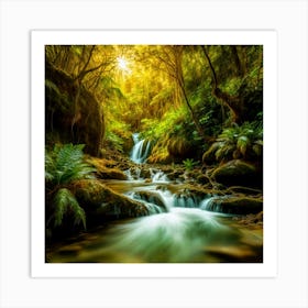 Waterfall In The Forest Art Print