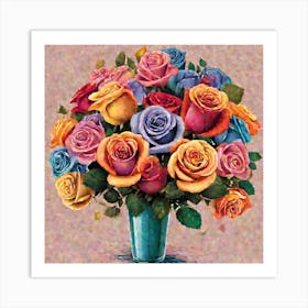 A Rose Bouquet Containing Roses Of Attractive Colors (3) (1) Art Print