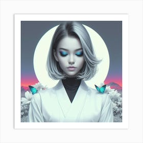 Asian Girl With Blue Eyes Art Print