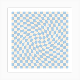 Checkerboard Baby Blue Twist Square Art Print