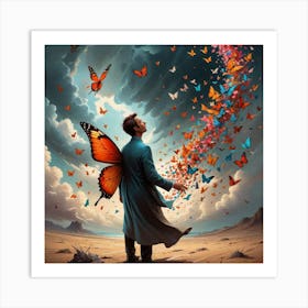 Surrealism Art Style Butterfly Storm Imagine A Storm Of Colorful Butterflies Swirling Around A Solit 3910917111(1) Art Print