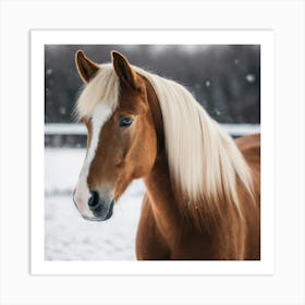 Horse In The Snow 4 Art Print