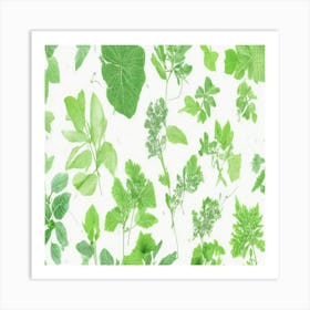 seamless pattern Green Leaves Art Print