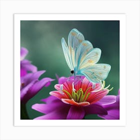 Butterfly On A Flower Art Print