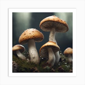 Mushrooms In The Forest 7 Art Print