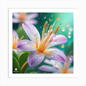 Water Drops On A Flower Art Print