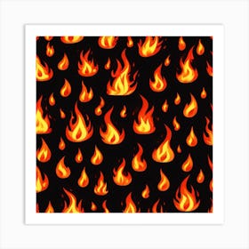 Flames On Black Background 72 Art Print