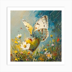 Butterfly Resting on Heart Flower 6 Art Print