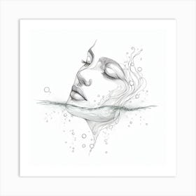 Portrait Of A Woman In Water Art Print