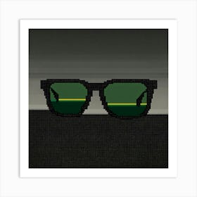 Pixel Art Of Black Sunglass From The Front With Bl (1) Art Print