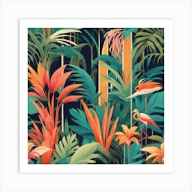 Tropical Jungle Seamless Pattern Art Print