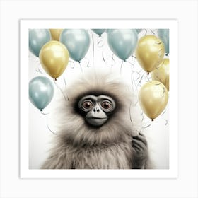 Monkey With Balloons 4 Art Print