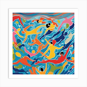 Swimmers in the Style of Matisse 1 Art Print