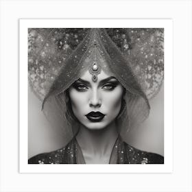 Black And White Portrait Of A Woman 1 Art Print