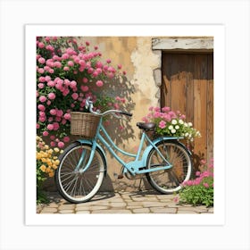 Vintage Cycle Floral Art Print (1) Art Print