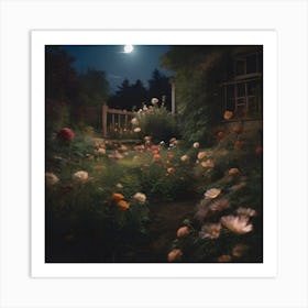 Moonlight Garden 1 Art Print