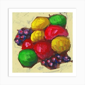 Fruttopia - square solorful still life kitchen Anton Maliar Art Print