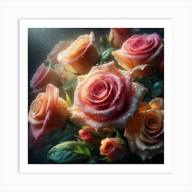 Roses In The Rain 1 Art Print