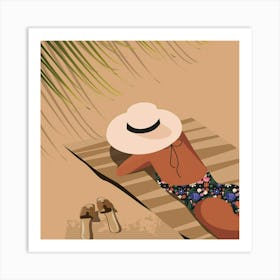 Woman Laying On The Beach Art Print